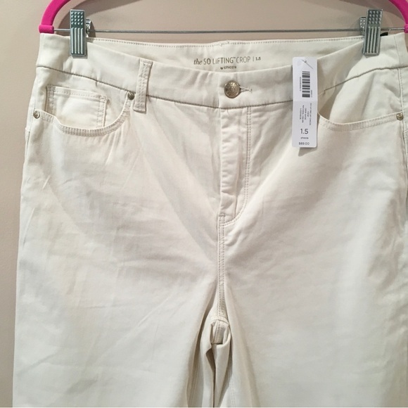 Chico's So Lifting Natural Cream Crop Basic Pants Womens Size 1.5 Medium New - Picture 6 of 7